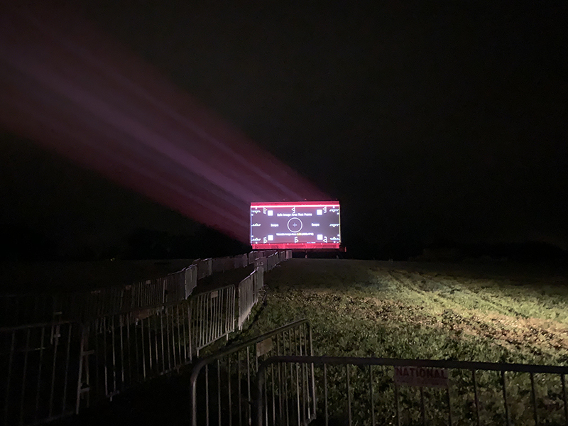 A/V equipment test for the Blade charity pop-up drive-in theater in The Hamptons, NY.
