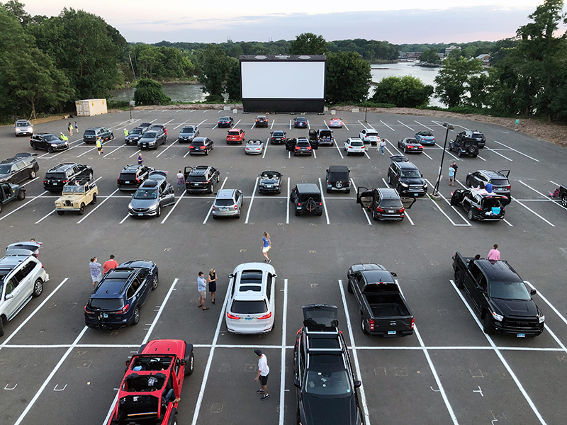 Opening night at the Remarkable Theater pop-up drive-in theater in Westport, CT.