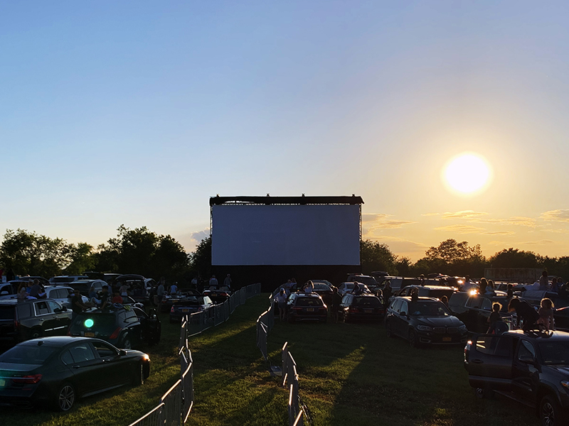 Opening night at the Blade charity pop-up drive-in theater in The Hamptons, NY.