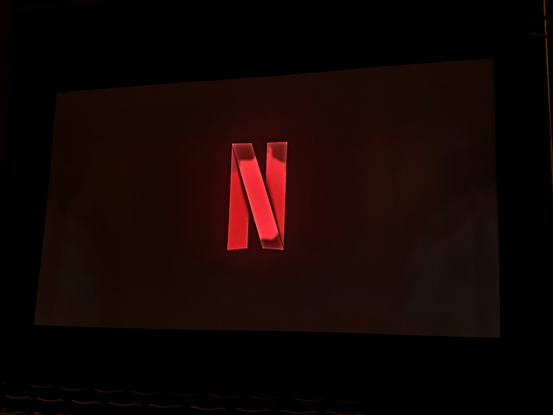 Setup for a screening for Netflix.