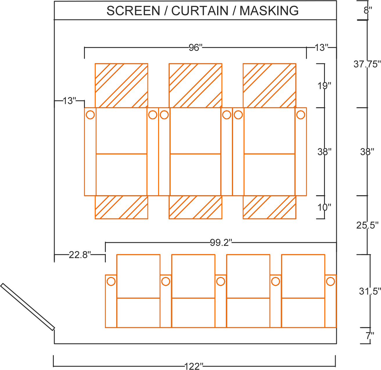 CAD sketch of a home theater design.